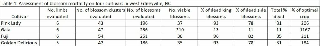 Assessment of blossom mortality chart image