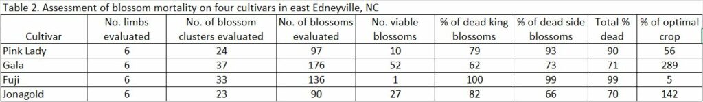 Assessment of blossom mortality chart image